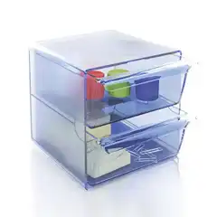 Material ARCHICUBO ARCHIVO 2000 2 CAJONES GRANDES AZUL TRANSPARENTE (01A6702AZTP)